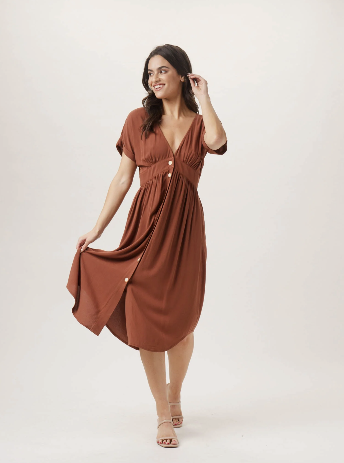 Deep V Button Thru Dress by The Normal Brand — withlove collective